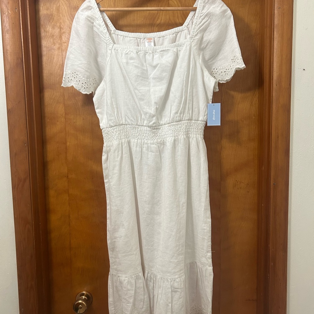 Women’s White Linen/Cotton Sundress M
